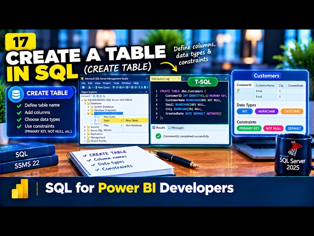 How to Create a Table in SQL SERVER 🤔SSMS22  #SQL #SQLServer #powerbi #CreateTable  Video 17/30