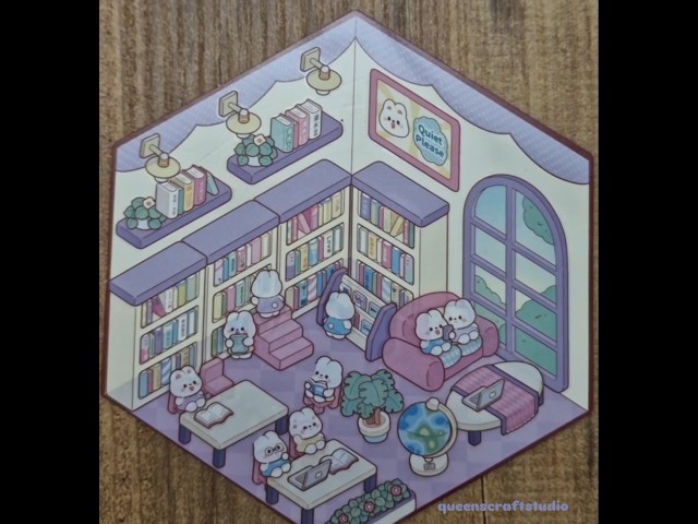 A quiet library corner... 📚💜 #shorts #stickerart​