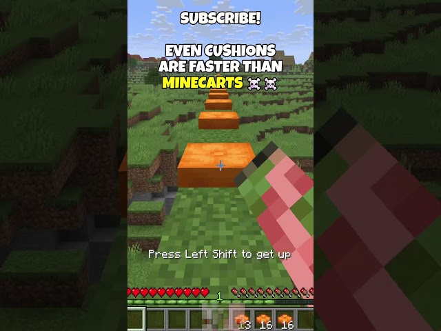 Cushions are faster than minecarts💀 #minecraft #minecraftupdate #mcpe