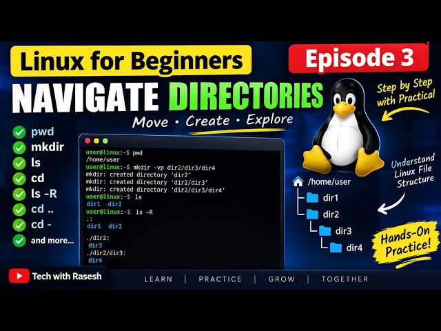 Linux Commands for Beginners | Navigate Directories using pwd, mkdir, ls & cd | Episode 3 #linux 