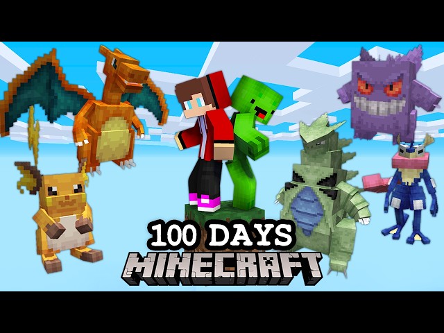 Mikey And JJ Survived 100 Days on ONE BLOCK of POKEMON