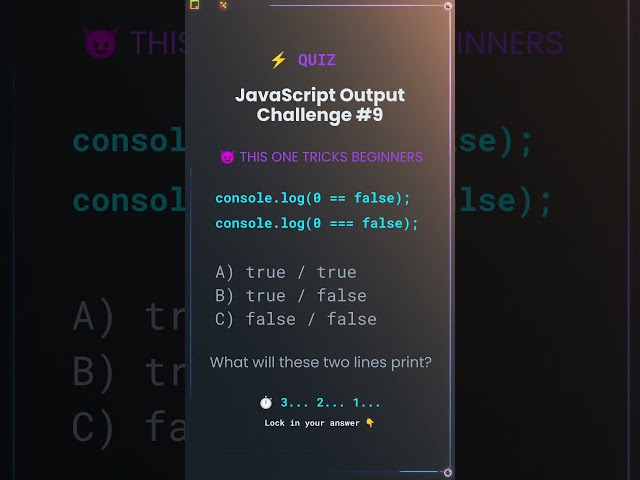 🔥 JavaScript Output Challenge #9 😈 This JavaScript comparison tricks a lot of beginners…