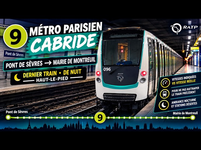 🚇 CABRIDE MÉTRO LIGNE 9 ( Sans voyageurs ) – DERNIER TRAIN | PONT DE SÈVRES → MAIRIE DE MONTREUIL 🌙