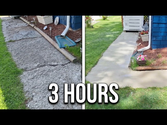 How to Repair a Bad Sidewalk in 3-4 hours! #homediy #homedepot #productreview #madhomediy #cement
