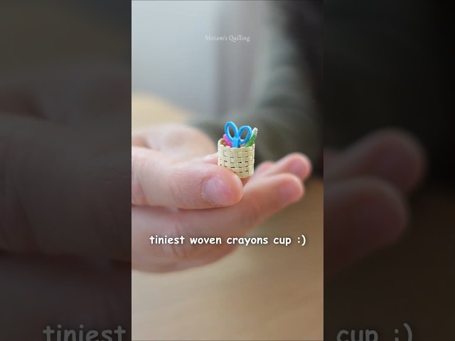 Woven cup of crayons