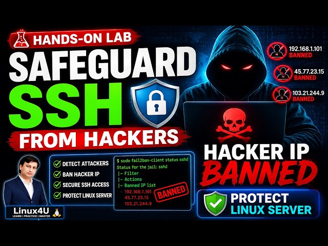 Safeguard SSH By Hackers | HACKER IP BANNED | PROTECT LINUX SERVER | FAIL2BAN LAB | RHEL 10 #60