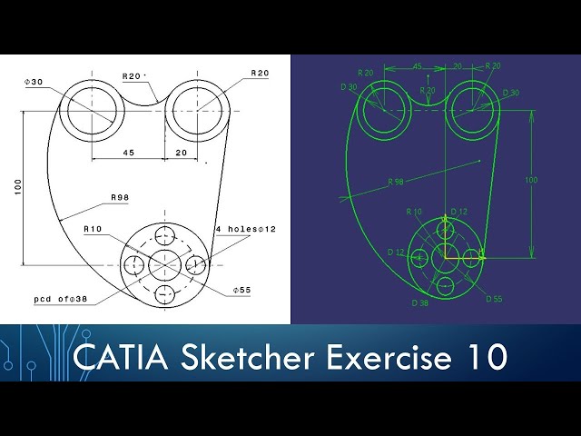 CATIA Sketcher Exercise - Sketch 10