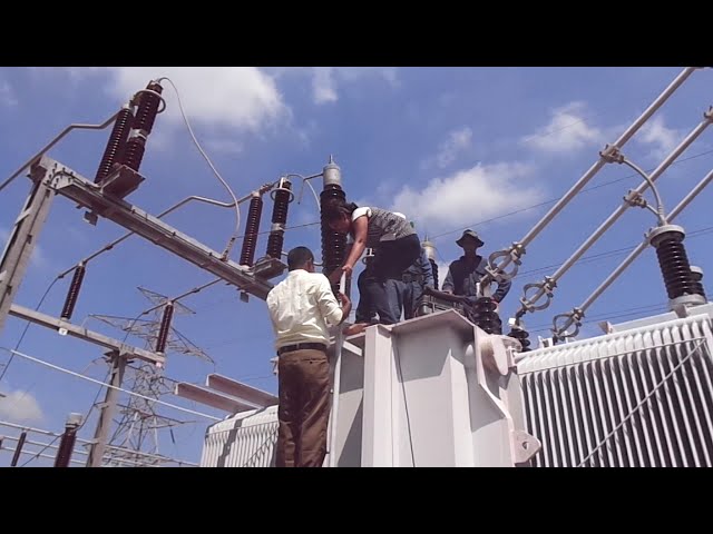 Couple making babies on Top of 132KV 2 33KV Transformer Industrial training Education flirting love