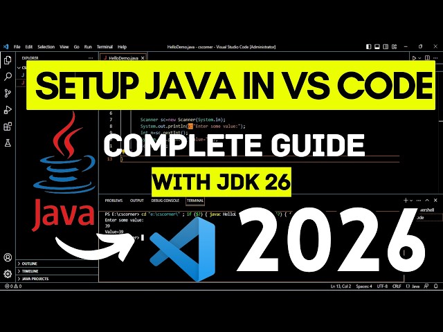 Java in VS Code Full Setup Tutorial (2026) | Install, Create & Run Java