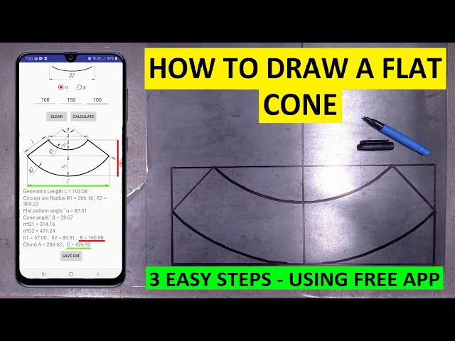 How to Draw a Flat Pattern Truncated Cone in 3 EASY STEPS with FREE APP!