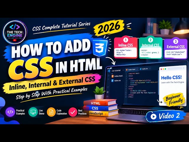 How to Add CSS in HTML #2 | Inline, Internal & External CSS | CSS Tutorial 2026 in Hindi 