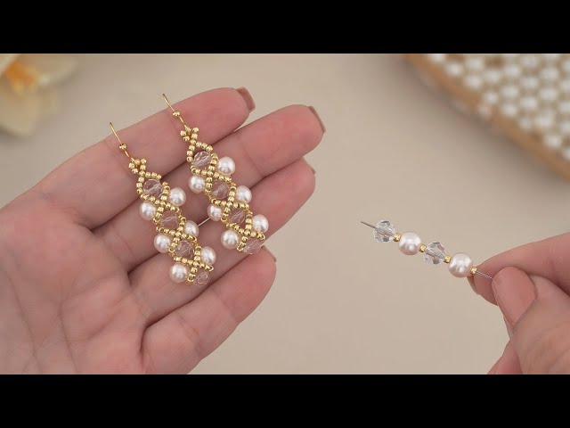 Fab Earring Design: How to Make Earrings with Pearls, Crystals & Seed Beads | Beading Tutorial Easy