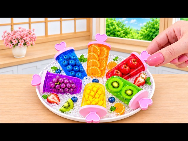 Top Miniature Dessert Tutorials 🍇✨ How To Make Rainbow Fruit Ice Cream Pops 💖 Cute Decorating