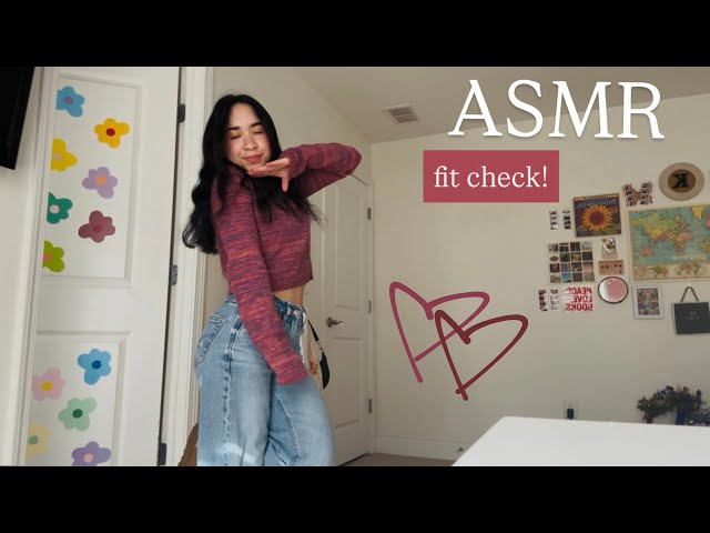ASMR lofi showing you my outfit/fit check 💘(fabric scratching, whispering, tapping)
