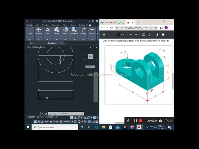3D Designing on AutoCad | Practices on AutoCad | Uit Engineering Drawing Lab 8