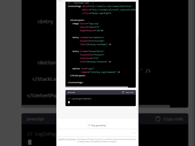 Hey ChatGPT! Code Me A Full Login Screen (XAML + MVVM) #shorts #dotnetmaui
