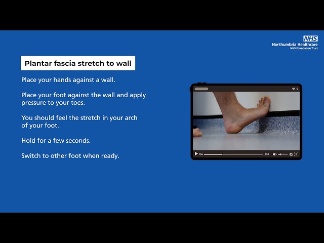 Plantar fascia stretch to wall