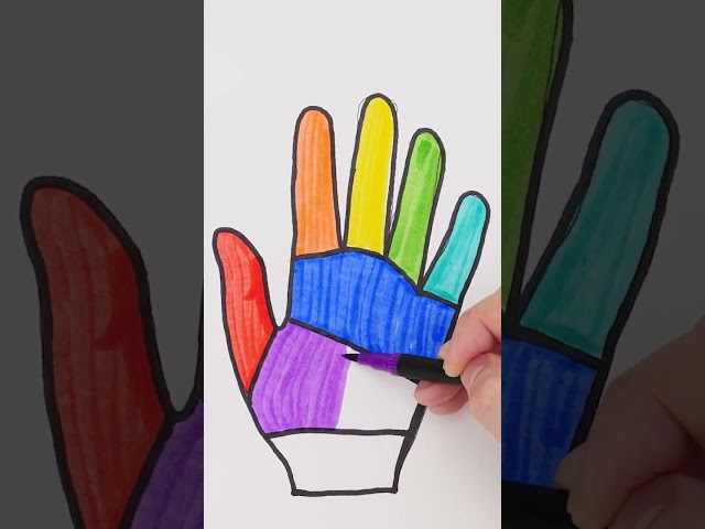 🖐️Dibuja y colorea una mano 🎨🌈 Arte con purpurina ✨ #purpurina #dibujosparaniños #colores #cortos