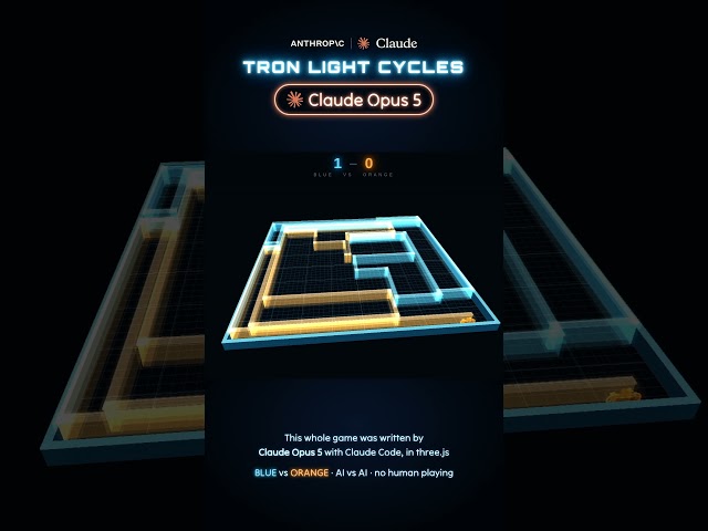 Claude Opus 5 created a Tron game in ThreeJS