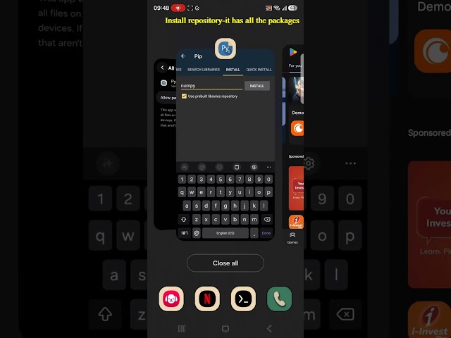 Setting up Python for Android: Pyroid3. Install packages. Use PIP. Use Terminal. Graph using Python.