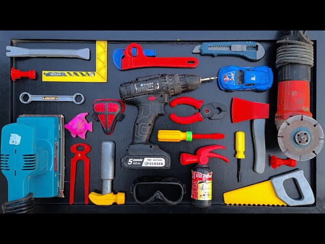 Collection of Repair Tools, Electric Drill, Electric Saw, Hammer With Wriench, Pliers, Hacksaw