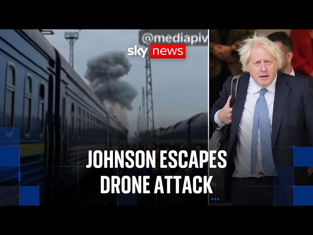 Train behind Boris Johnson struck by Russian drone near Ukraine-Poland border