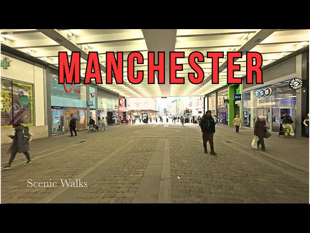 Manchester UK Walk 4K | Piccadilly Gardens, Market Street, Deansgate to Potato Wharf