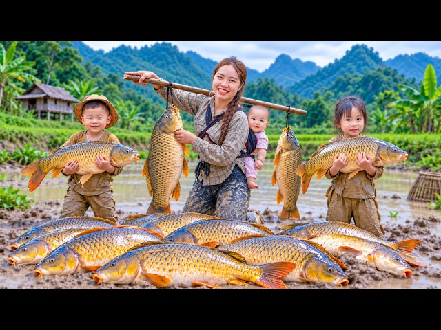 Dislodging Huge Fish from the Mud! | Hawking Our Bumper Catch at the Local Market | Village Life