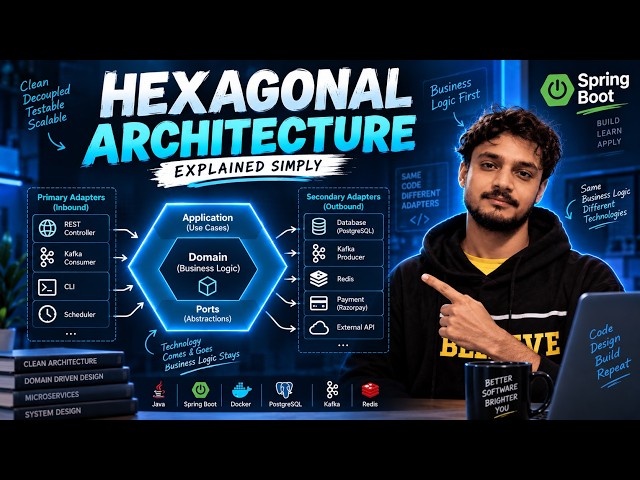 Hexagonal Architecture In Spring Boot Finally Explained🔥 — Ports, Adapters & Dependency Inversion