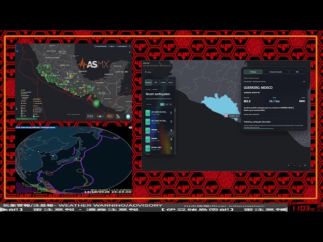 LIVE: Worldwide Earthquake Monitoring | 世界の地震モニタリング | 全球地震監測 | Monitoreando Sismos