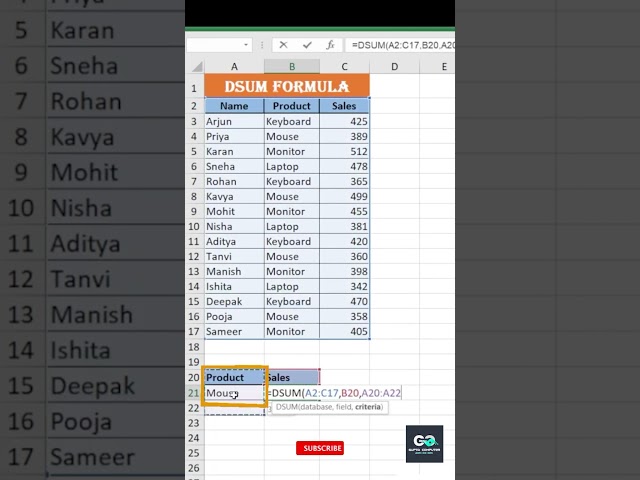 Excel DSUM Formula Made Easy 🔥 | Master DSUM in Minutes! #excel