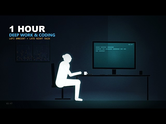 1 HOUR of Deep Work & Cyber-Solitude in 2:47 AM | Lofi Ambient Coding & Rain [1440p 60fps]