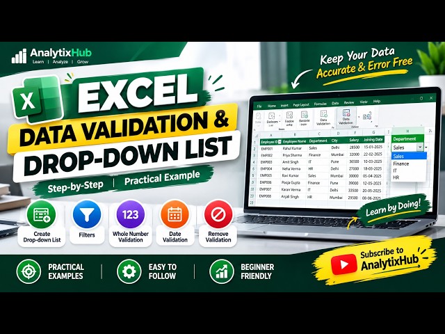 Excel Data Validation & Drop-down List Tutorial | Step-by-Step Practical Example