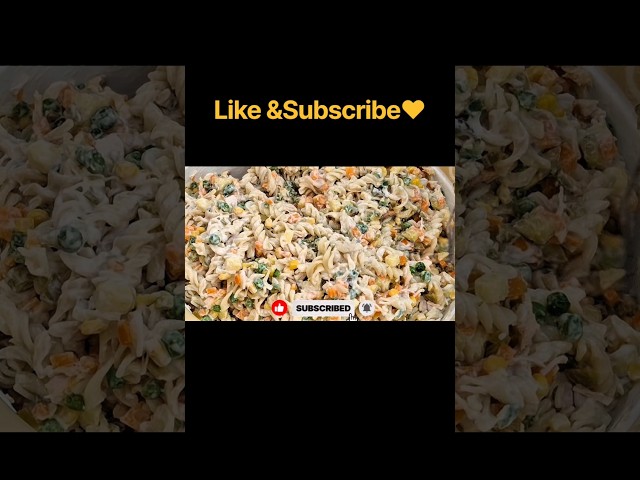 Creamy Chicken Pasta Salad 🥗🍝 #food #pastatime #shortvideo #shorts #recipe #easyrecipe #cooking