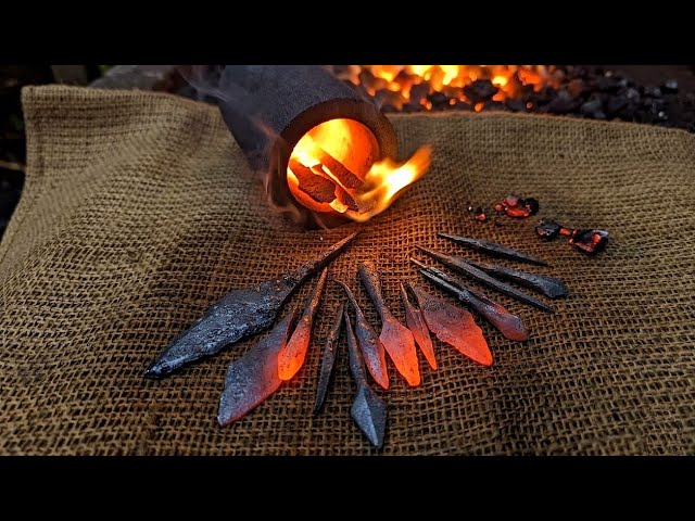 Two collectible WOOTZ knives forged from 1000-year-old arrowheads