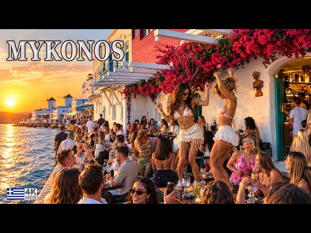 Mykonos Greece 4K Walking Tour | Paraga Beach, Beach Clubs & Amazing Island Scenery