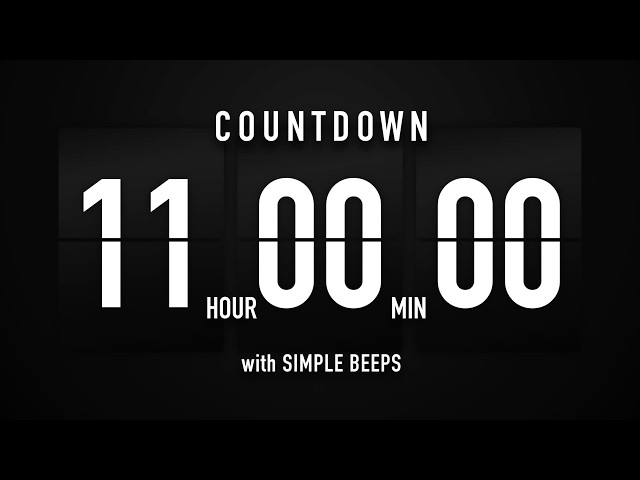 11 Hour Countdown Timer 🕙 Flip Clock with Simple Beeps 🔊🖤