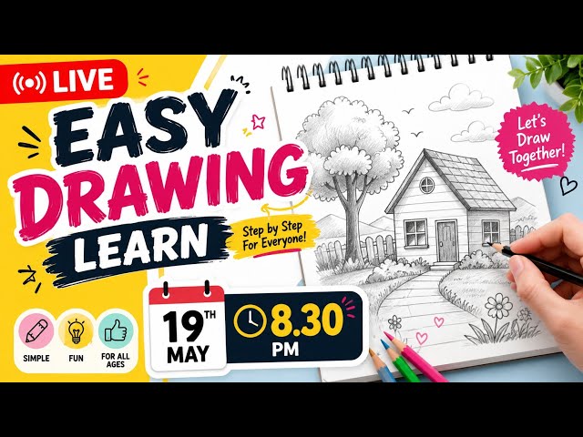 🎨 LIVE Easy Drawing Class ✨ | Learn Step by Step 🖌️ | 19th May 8:30 PM
