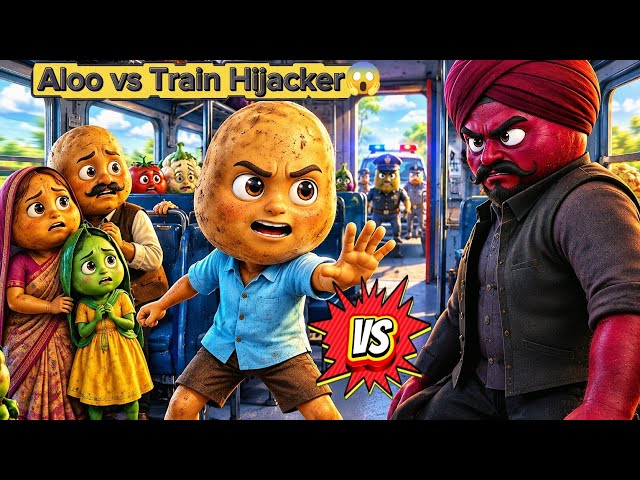 Train Mein Hijacker Ghus Gaya 😱 Aloo Ne Sabko Kaise Bachaya? | Hindi Story |#aistory #vegetablestory