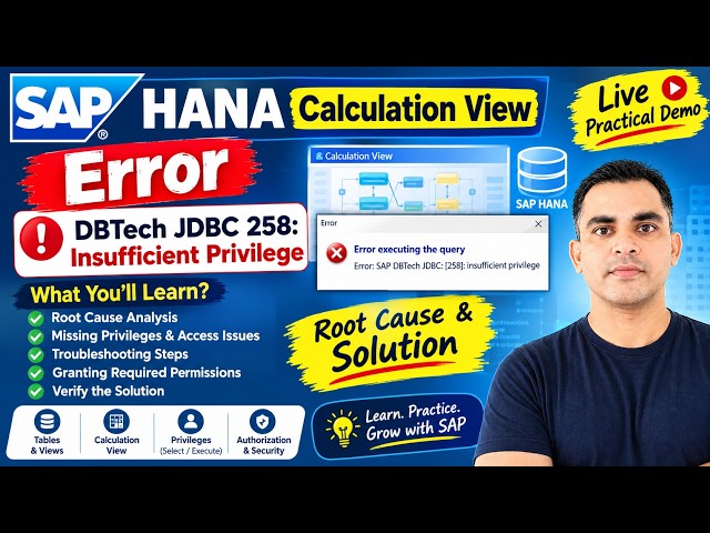 SAP HANA Calculation View Error | DBTech JDBC 258: Insufficient Privilege – Root Cause & Solution