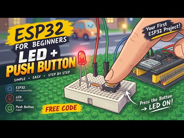ESP32 LED + Push Button Tutorial for Beginners | ESP32 GPIO Input & Output