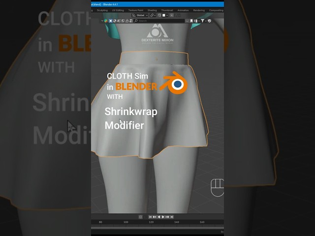 Cloth simulation tutorial - with shrinkwrap modifier in blender 4.4 #blender3d #blender #tutorial
