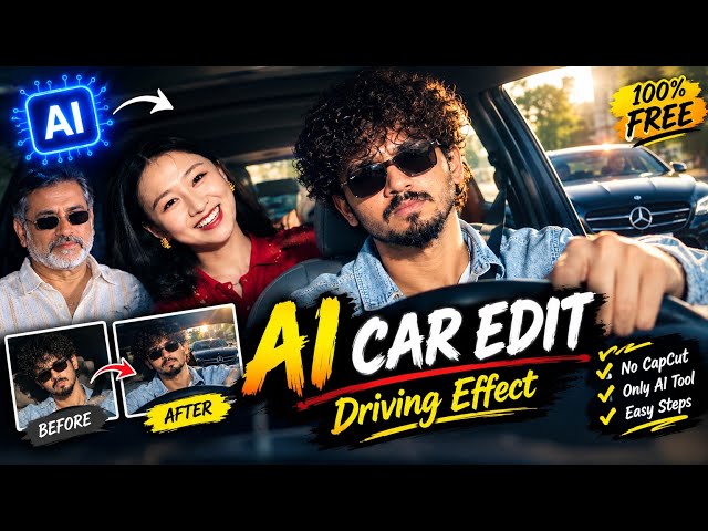 Trending Car Driving Ai Video Editing Prompt || Instagram Trending Pata Chalega Song Reels Editing