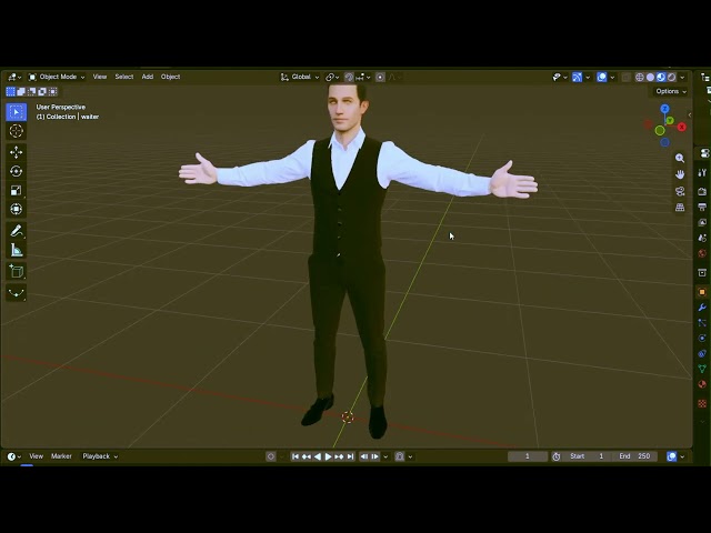 Realistic Businessman Waiter Bartender Male Character 3D Model
