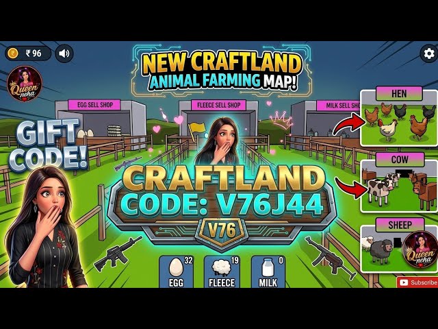 NEW ANIMAL FARMING MAP IN FREE FIRE! 😱 Unlimited Money & Secret Gift Code #V76J44