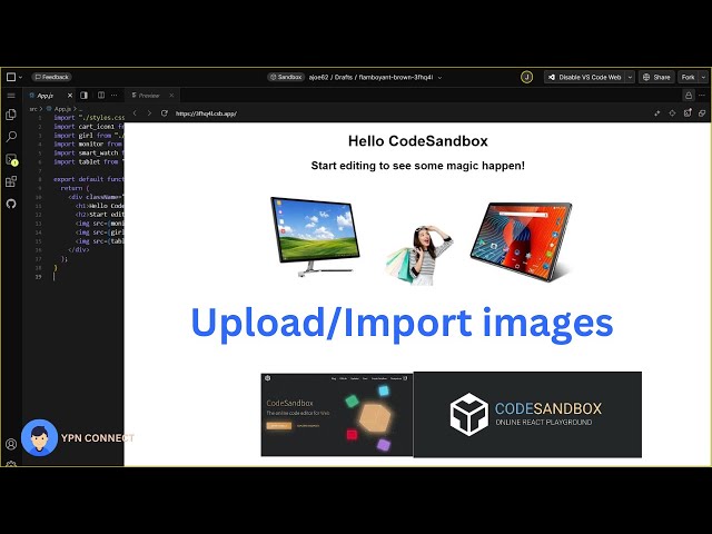 Easiest way to Upload image on Codesandbox