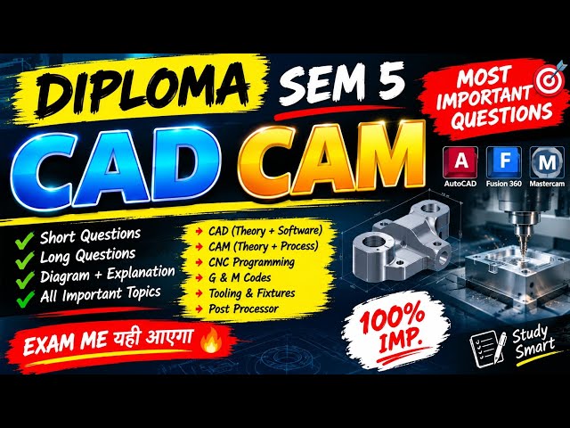 Diploma Sem 5 CAD/CAM Most Important Questions 🔥 | Exam Preparation | Mechanical Engineering