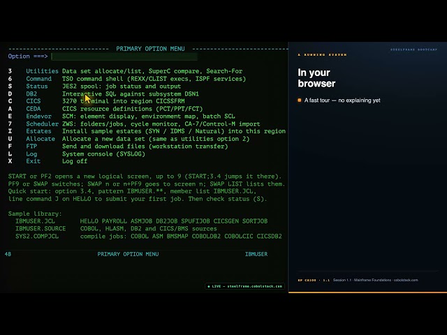 Mainframe Foundations - Session 1.1 Welcome Roadmap
