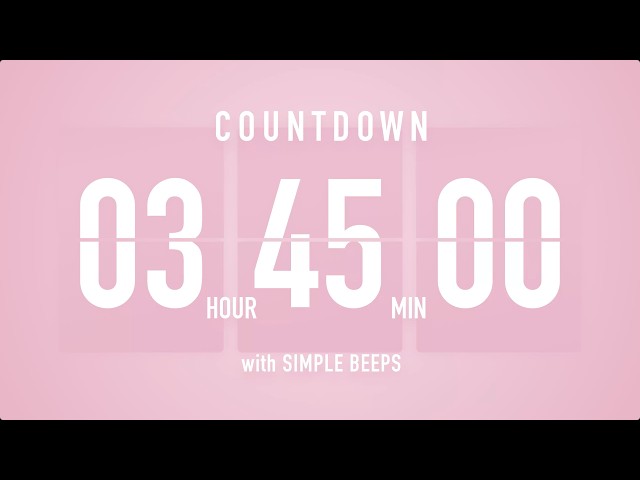 3 Hour 45 Minute Countdown Timer 🌸 Flip Clock with Simple Beeps 🔔