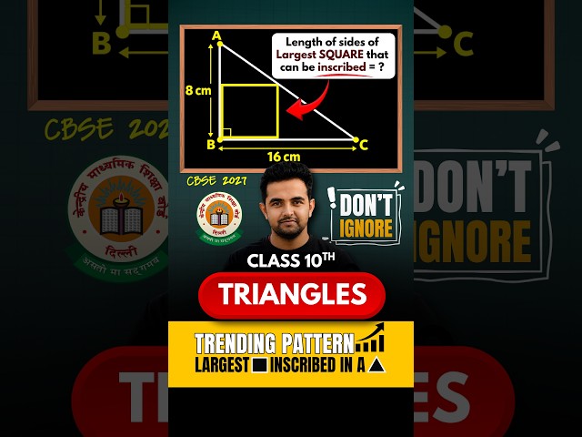🚀Class 10 Maths🎯Largest Square in a Triangle | Trending Pattern | CBSE 2027 #shorts #fyp #trending